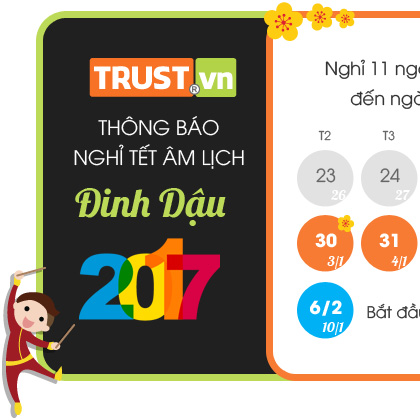 thông báo lịch nghỉ Tết Đinh Dậu 2017