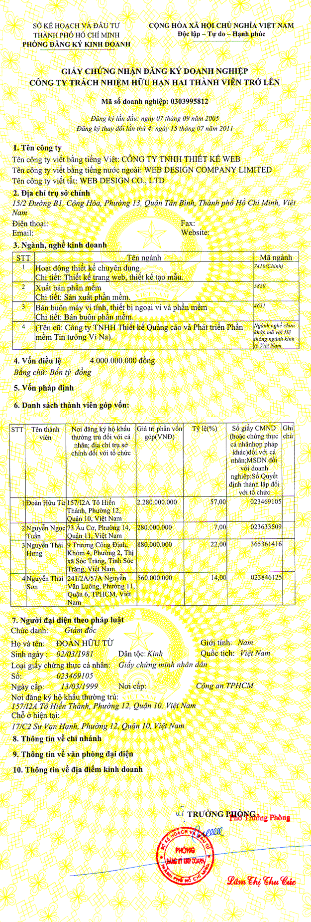 Giấy phép kinh doanh công ty thiết kế web TRUST.vn