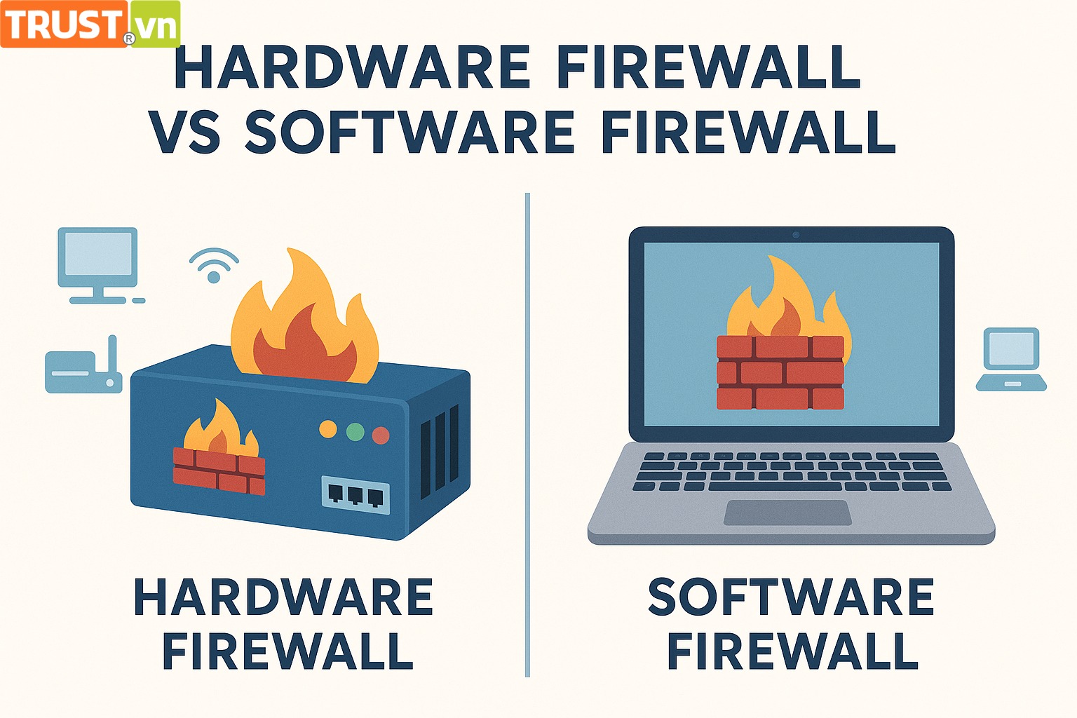 Firewall phần cứng và phần mềm khác nhau thế nào?