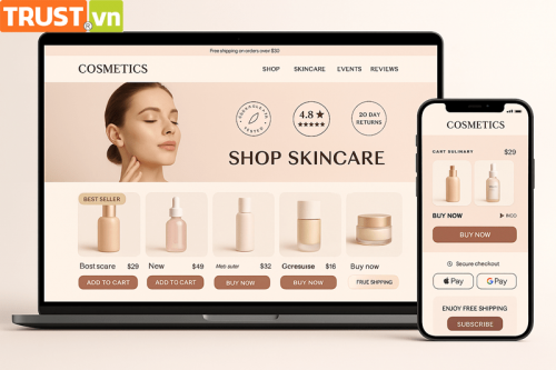 Thiết kế web mỹ phẩm – Tăng niềm tin khách hàng và doanh thu