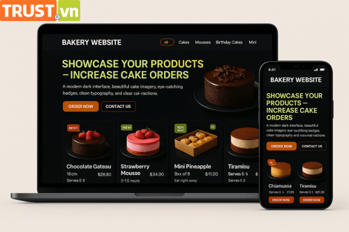 Thiết kế web tiệm bánh – Trưng bày sản phẩm bắt mắt