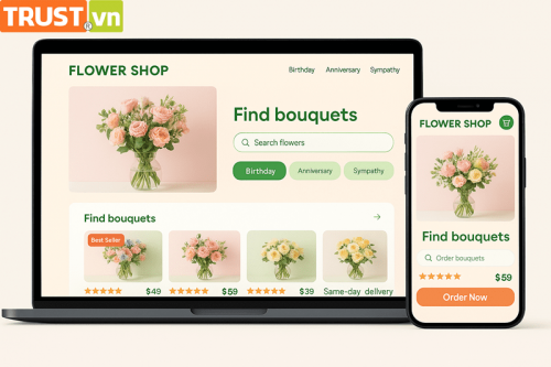 Thiết kế web cửa hàng hoa tươi – Đặt hoa trực tuyến nhanh chóng