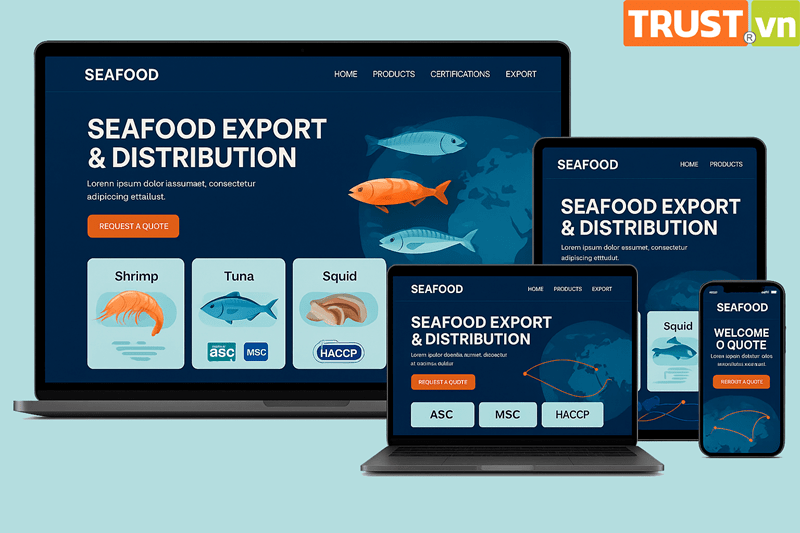 Thiết kế web công ty thủy sản – Kết nối khách hàng trong và ngoài nước