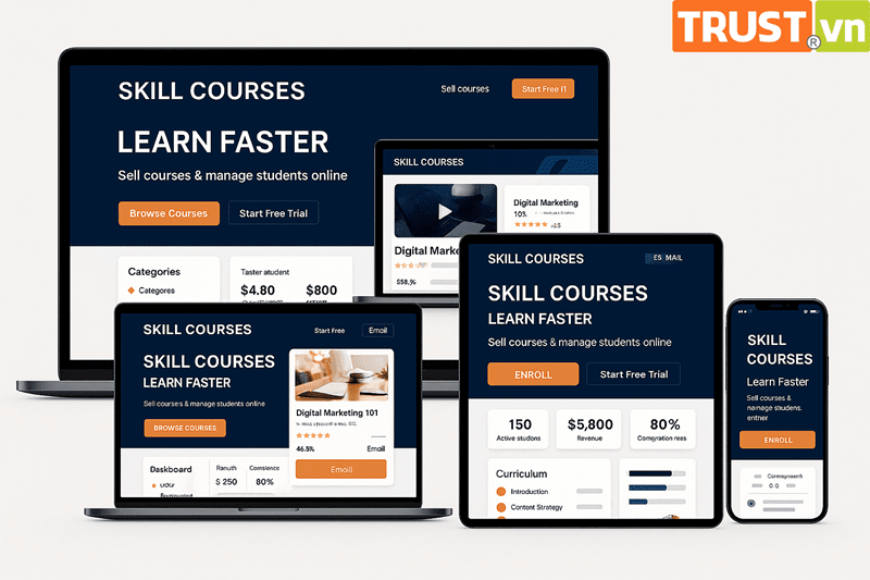Thiết kế web khóa học kỹ năng – Bán khóa học và quản lý học viên