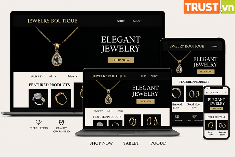 Thiết kế web cửa hàng trang sức – Tăng độ sang trọng & uy tín thương hiệu