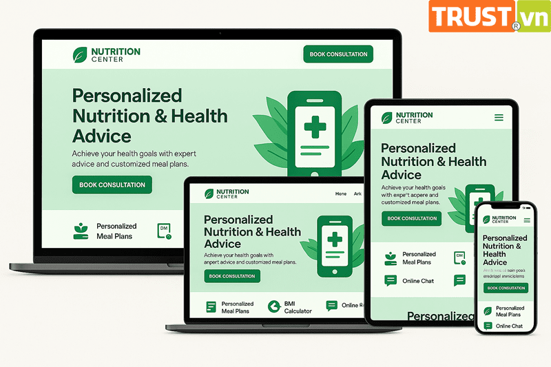 Thiết kế web trung tâm dinh dưỡng – Hỗ trợ tư vấn khách hàng online