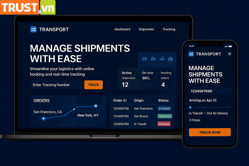 Thiết kế web vận tải – Quản lý đơn hàng và tra cứu lịch trình dễ dàng