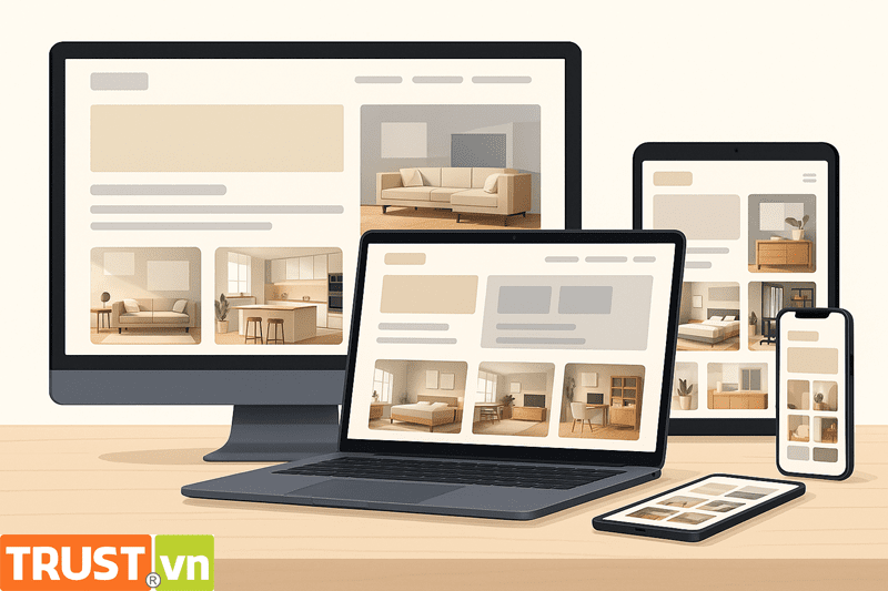 Thiết kế web nội thất - Showroom online, nổi bật dự án
