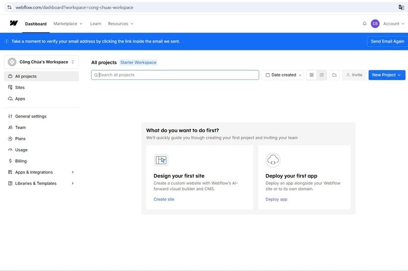 Giao diện công cụ thiết kế web Webflow