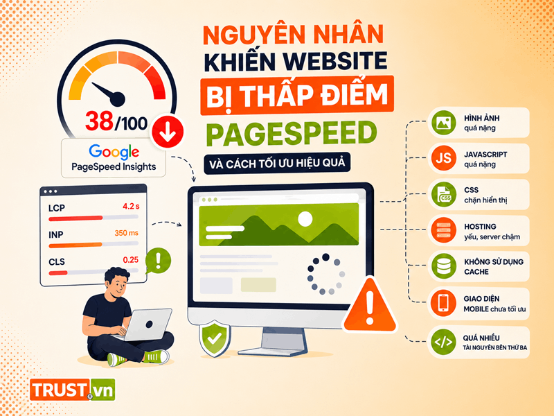 Nguyên nhân khiến website bị thấp điểm PageSpeed là gì? 