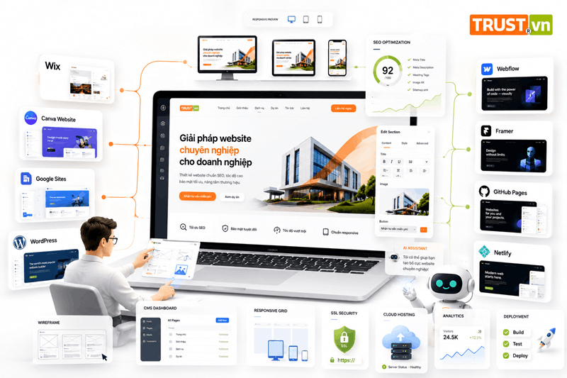 Top 8 Công Cụ Thiết Kế Website Phổ Biến Hiện Nay - TRUST.vn