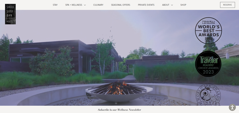 Mẫu website spa Shou Sugi Ban House phong cách Nhật tối giản